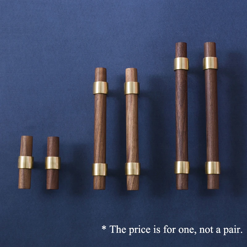 Walnut Elm T Bar Knob Furniture Cabinet Wardrobe Door Handle and Knob C-2037 Arrival Brass New Modern Brass+walnut