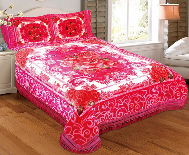 2024 Factory Wholesale Luxury Comfortable King Size Korean Mink Raschel Bed Blanket