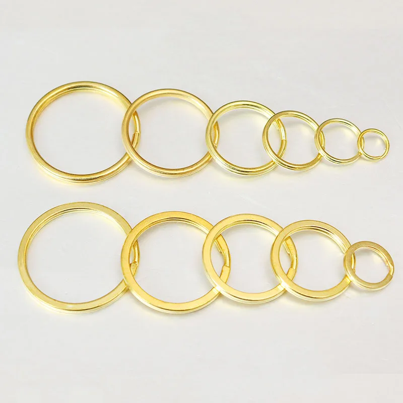 Original solid brass key ring round and flat key ring brass for DIY