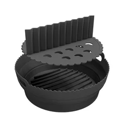 2023 New Air Fryer Reusable Folding Silicone Liner Pot with Divider Round / Square in Gift Box Package Custom Logo Available