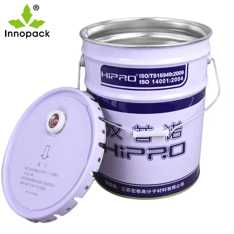 
UN rated 18L empty tin bucket printed round metal bucket for paint packaging 