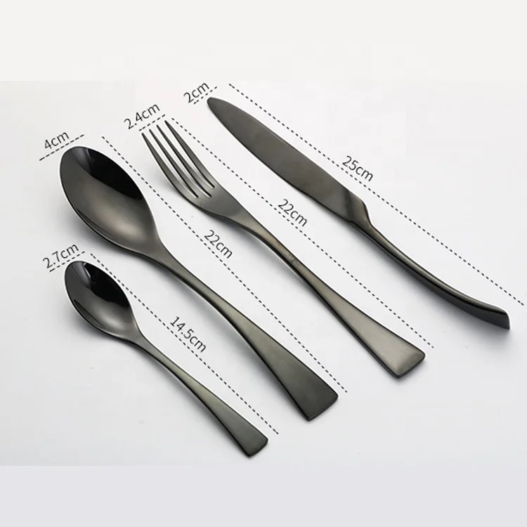 kaya PVD coating mirror black metal stainless steel Flatware Set Stainless Steel Cutlery for wedding event restaurant hotel