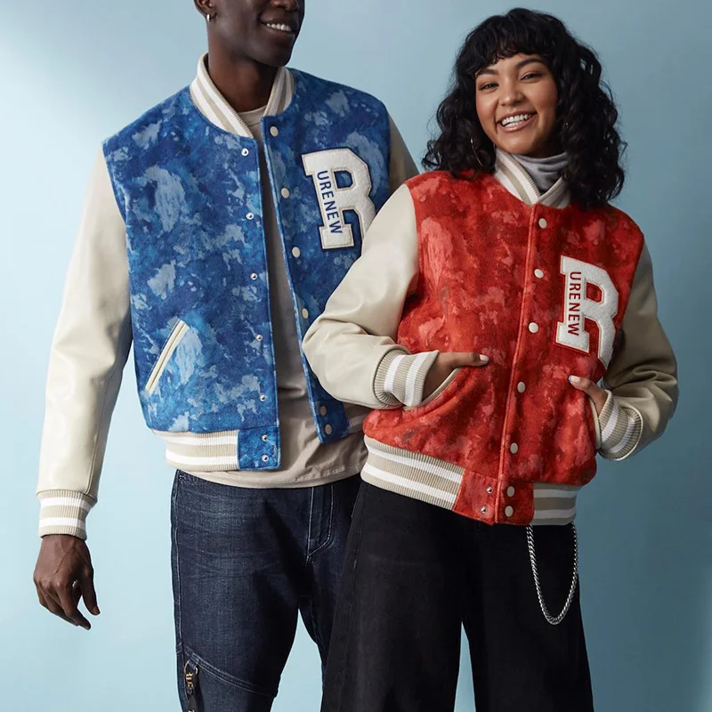 Varsity Jackets Winter Custom Logo Cool Style Fleece Baseball Bomber Leather for Men Slim Corduroy Fabric Winter Clothing O-neck