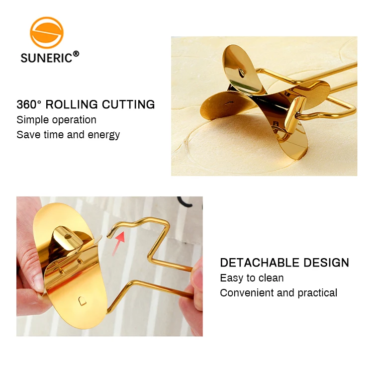 Stainless Steel Manual  Dough Cutter and Pastry Wrapper Roller Metal Dumpling Skin Maker for Kitchen Use
