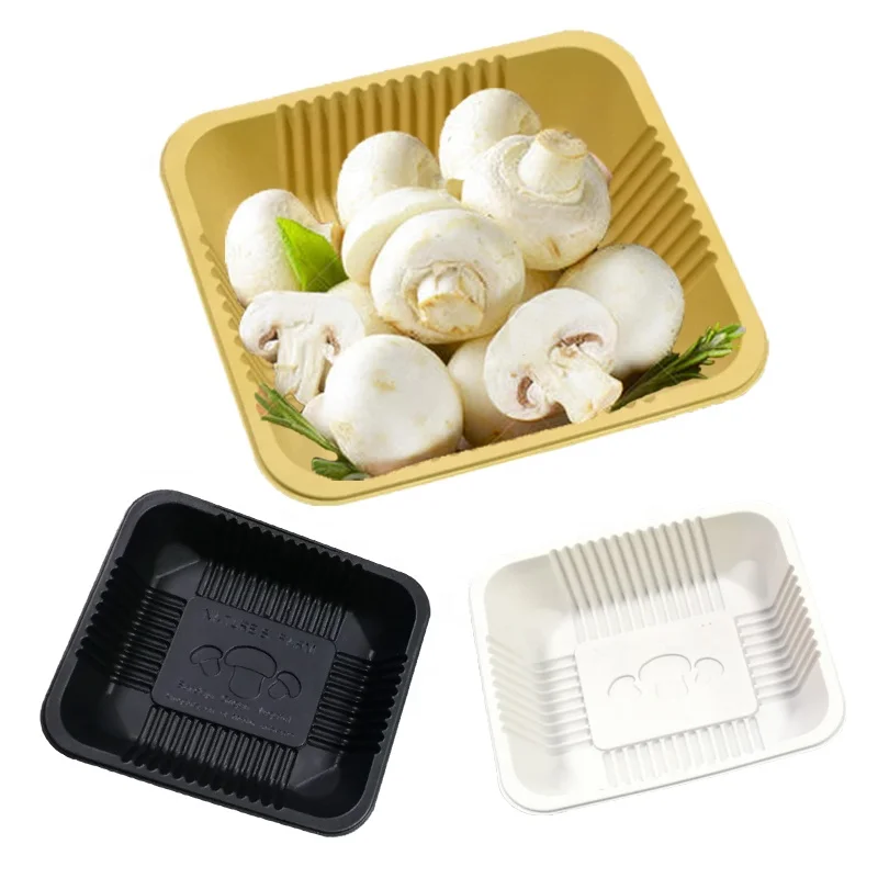Plastic Biodegradable vegetables mushroom disposable food tray for supermarket