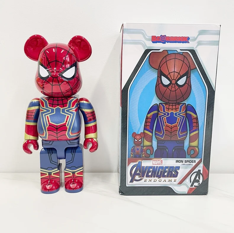 2 цвета 28 см 400% прилив бренд Bearbrick Марвел «Железный человек» «Человек-паук» киви арбуз ABS фигурку с штучной