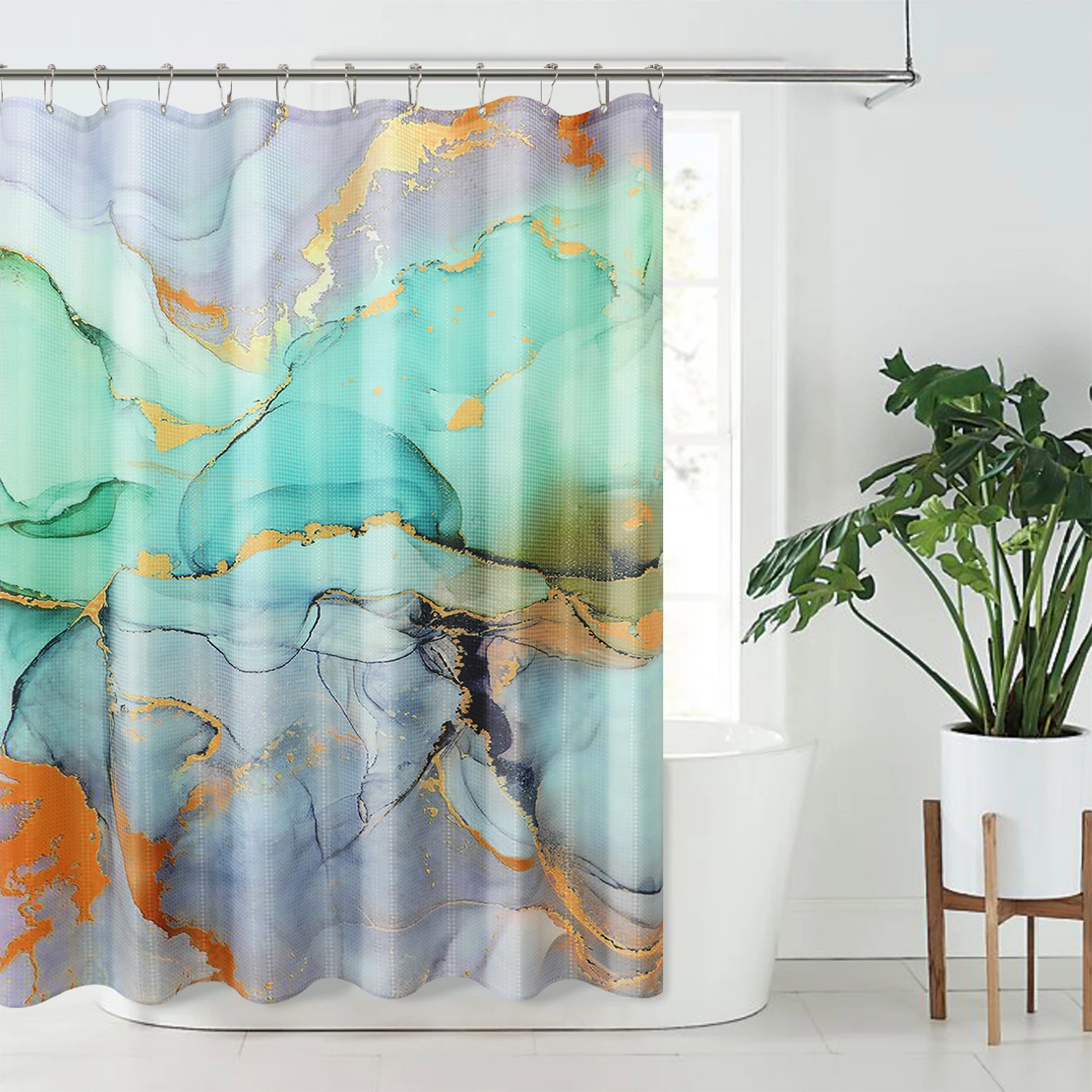 Красочные мраморные Роскошные Дизайнерские занавески для душа для ванной комнаты ткань с 12 крючками машинная стирка цифровая печать Декор