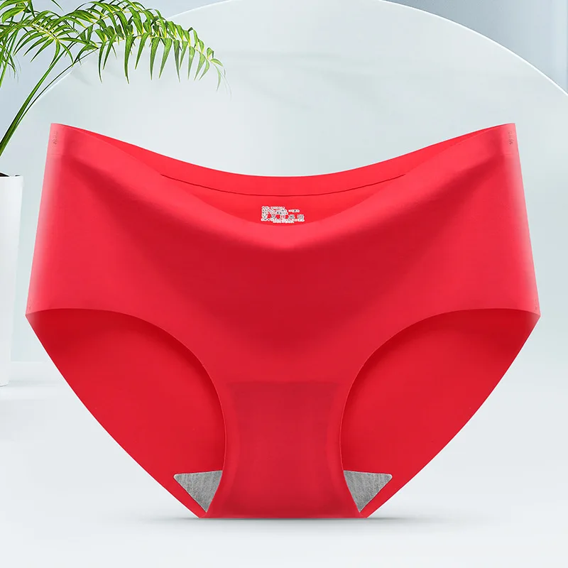 ladies one piece seamless mid waist underwear panties ladies panty woman soft seamless brief ice silk underwear