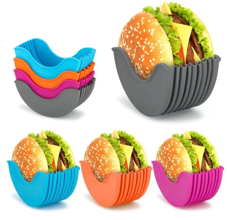 Best Selling Product Hamburger Food Reusable Silicone Clip Press Cheese Buddy Container Chesse Cheeseburger Burger Holder