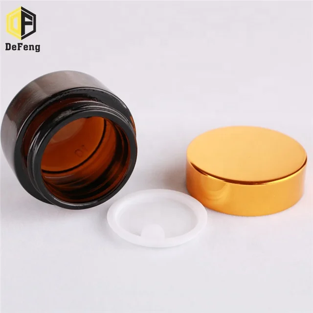 
Amber glass cream bottle with gold cap 20g 30g 50g 