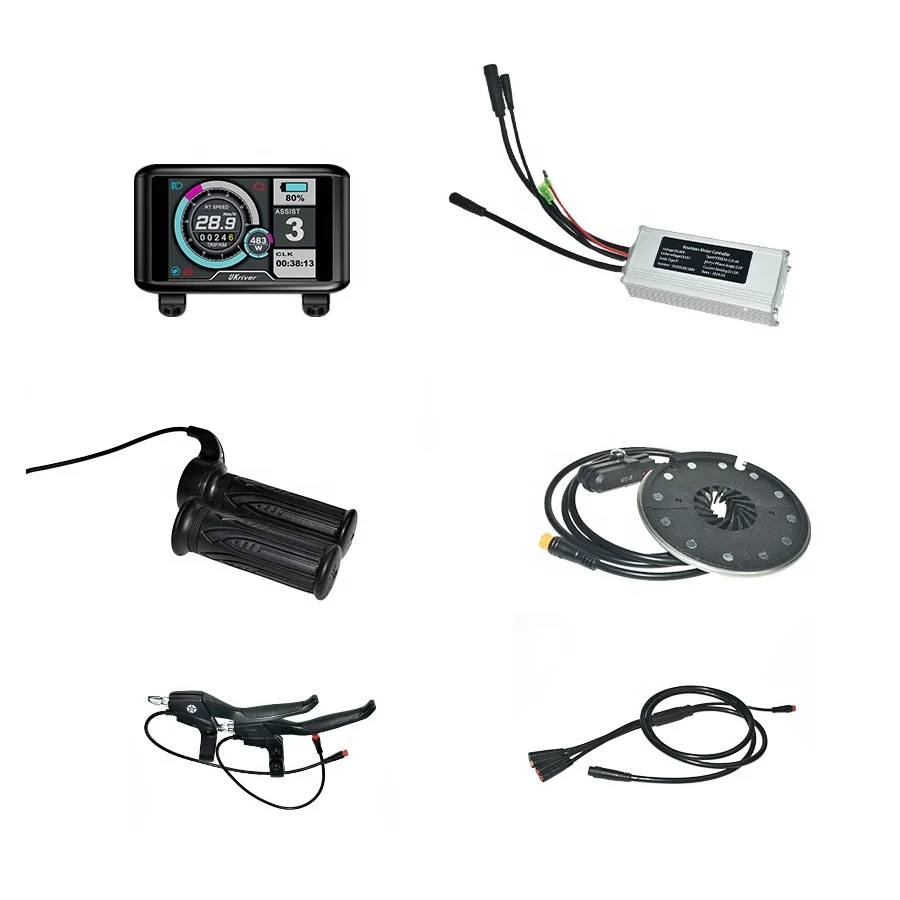 New other electrical bicycle parts e bike UKC1 display throttle brake lever PAS 48v 20a controller kit for 500w hub motor