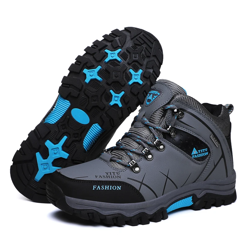 Top quality Rock Climbing Shoes Waterproof footwear High-top plus velvet outdoor hiking shoes for Male