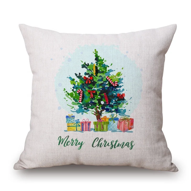 WeaveWin in stock New style Christmas pillow cover New Year cotton linen cushion cover sample room hotel pillow cover