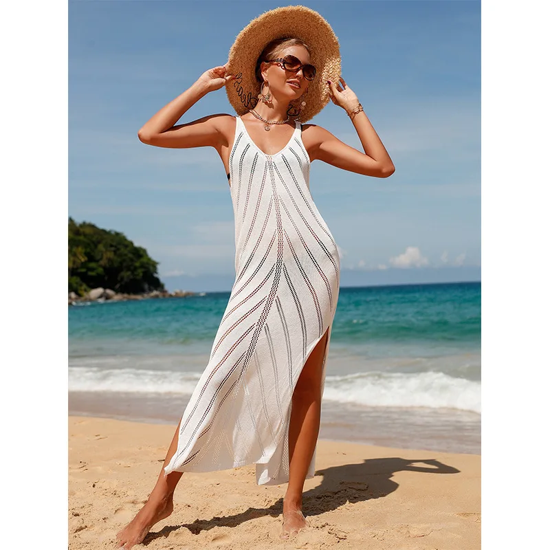 Missadola Wholesale  Crochet Beach Swim Cover Up Dress Knitted Mesh Bathing Suit sexy Swimsuit Coverup Swimwear Skirt