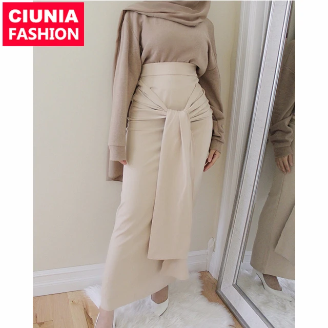 2143# Fashion Elegant Ladies High Waist Bodycon Skirt Office Women Stretch Skirts for Women Muslim