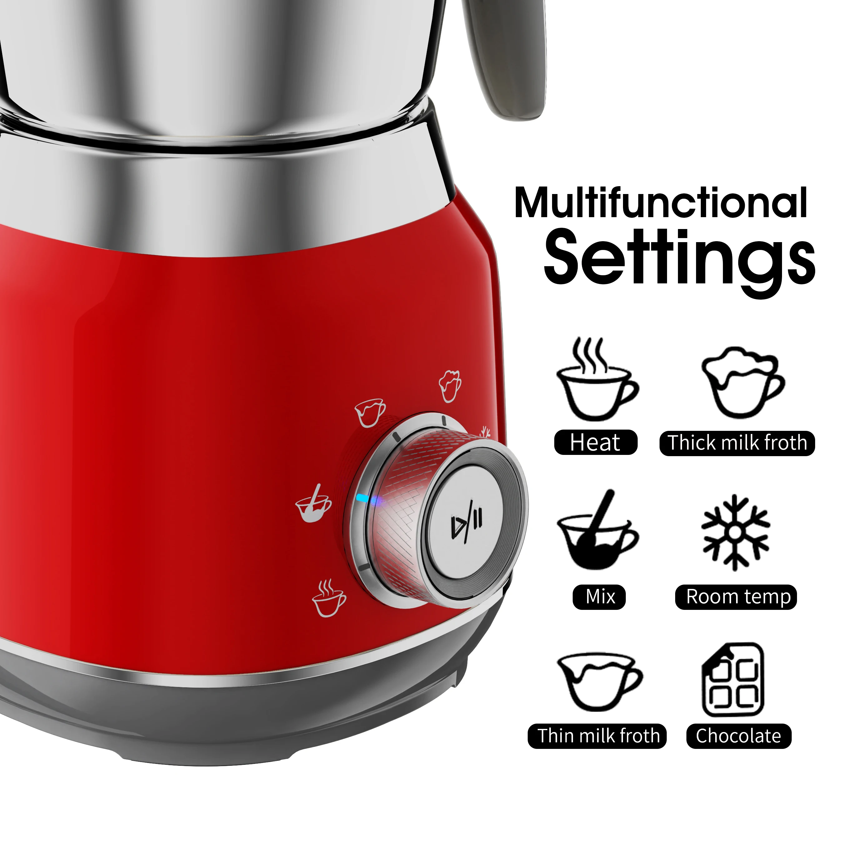 High Quality Detachable Stainless Steel Electric Custom Logo Milk Frother Unique Safety Switch Milk Foamer