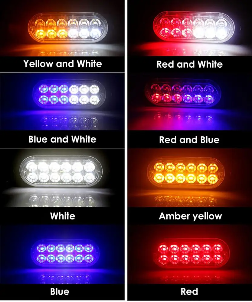 
Emergency Light 10-30V 12 LED Strobe Lights Warning Grille Colorful Flashing Truck Car Motorcycle Beacon Lamp Traffic Breakdown 