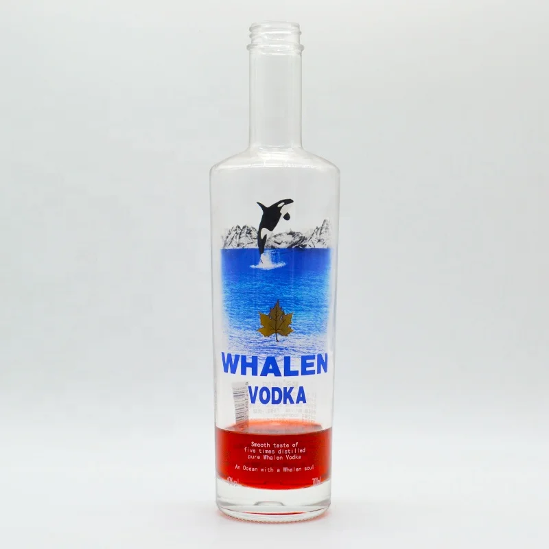 700ml 750ml engraved logo vodka glass bottle_whiskey bottles_rum bottle with cap