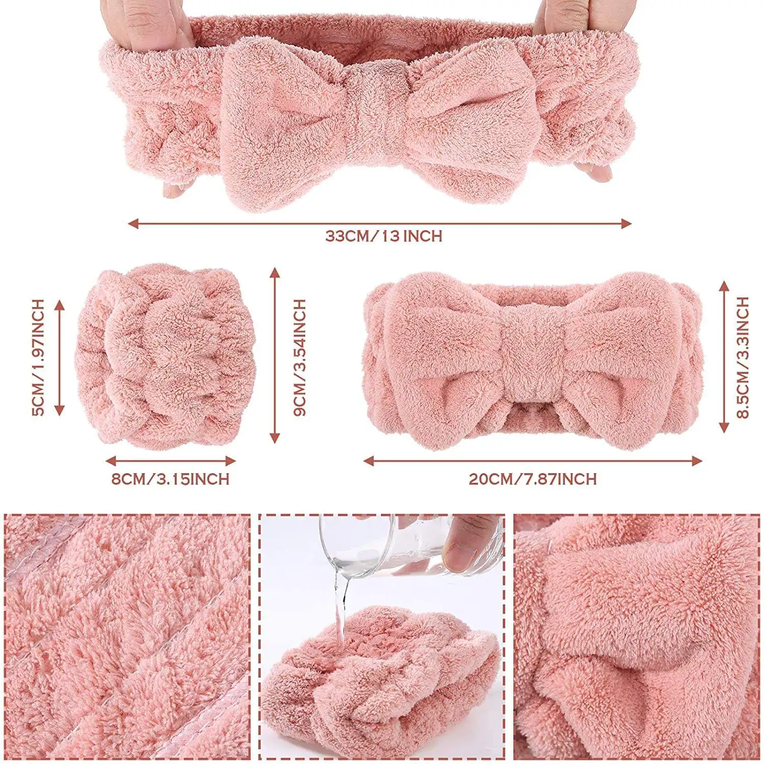 High quality bandeau soft Spa Headband facial hair band makeup headband with hand band for wash face