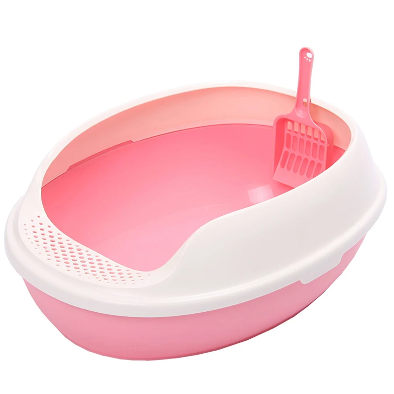 Hot Sale Luxury Cat Indoor Plastic Cat Litter Box Tray Poop Scoop Large Cat Litter Pan