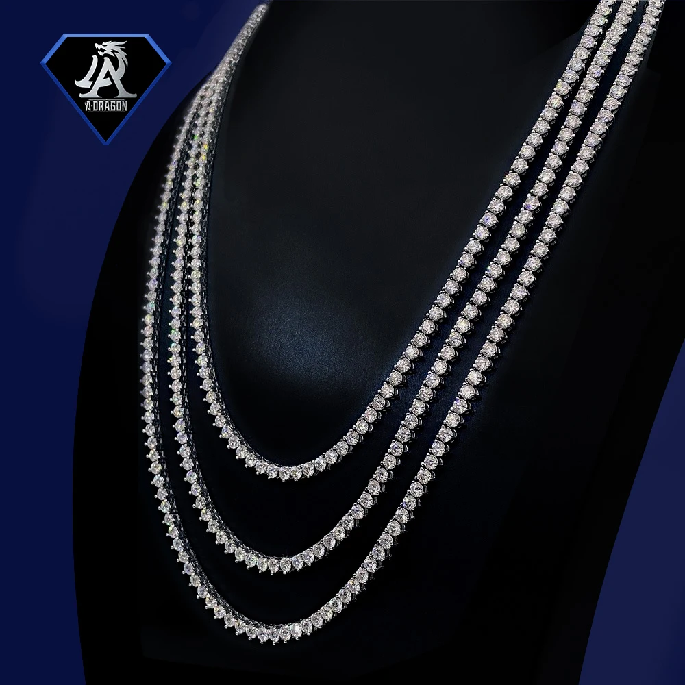 Best selling 3mm 925 Silver Moissanite Hip Hop Claw Necklace for Men Single Stone Pendant