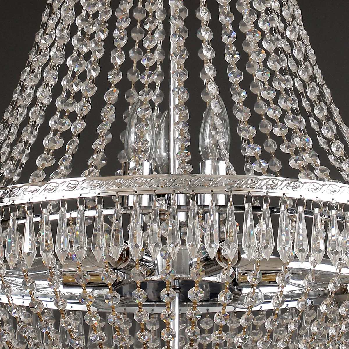 French Empire Crystal Chandelier Lighting Adjustable Hanging Light  for Dining Living Room Foyer