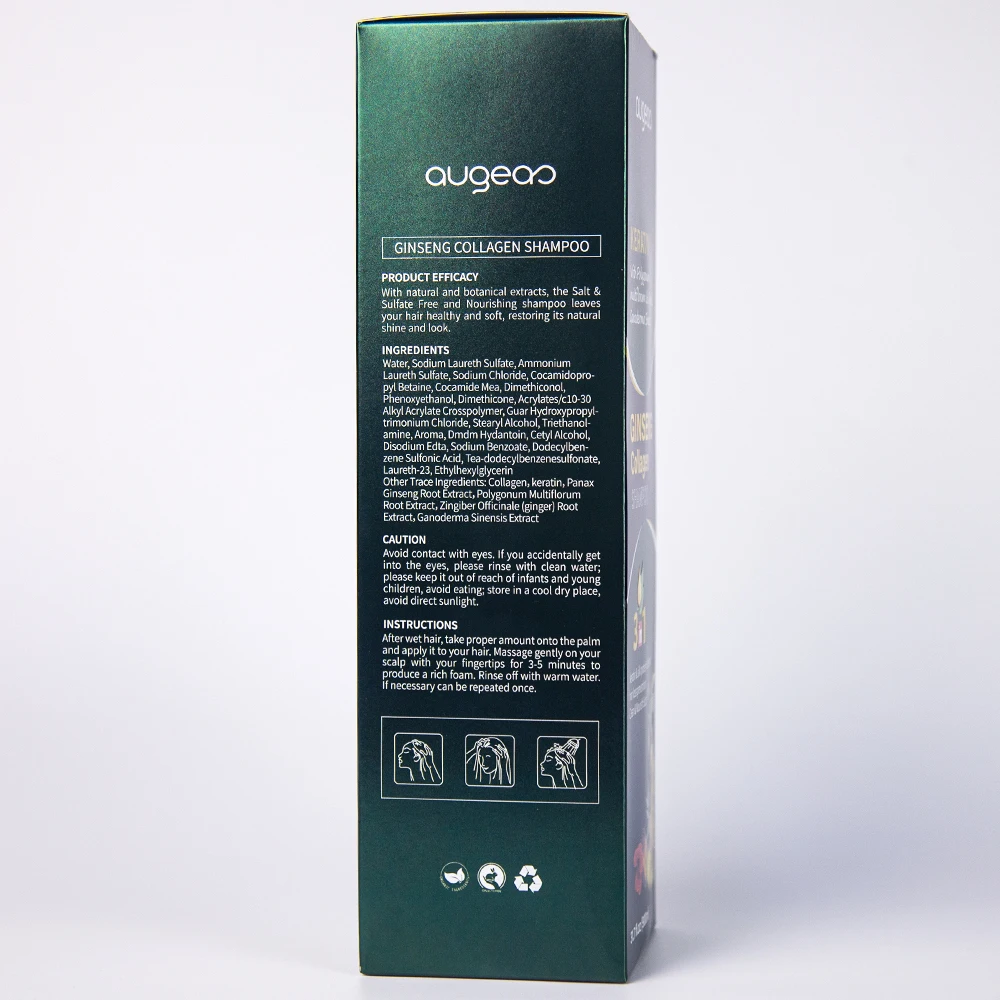 private label anti hair loss care sets Augeas keratin collagen herbal ginseng hair shampoo and conditioner set