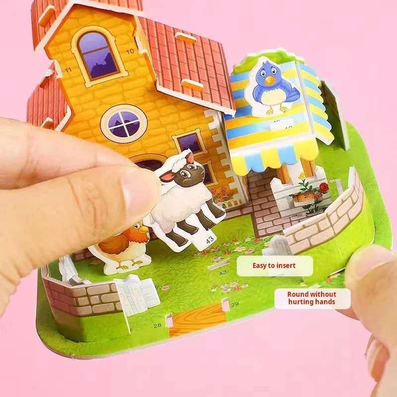 3D Village Paper Puzzle Set Fun DIY Farmhouse Models for Kids Creative Play and Family Activities