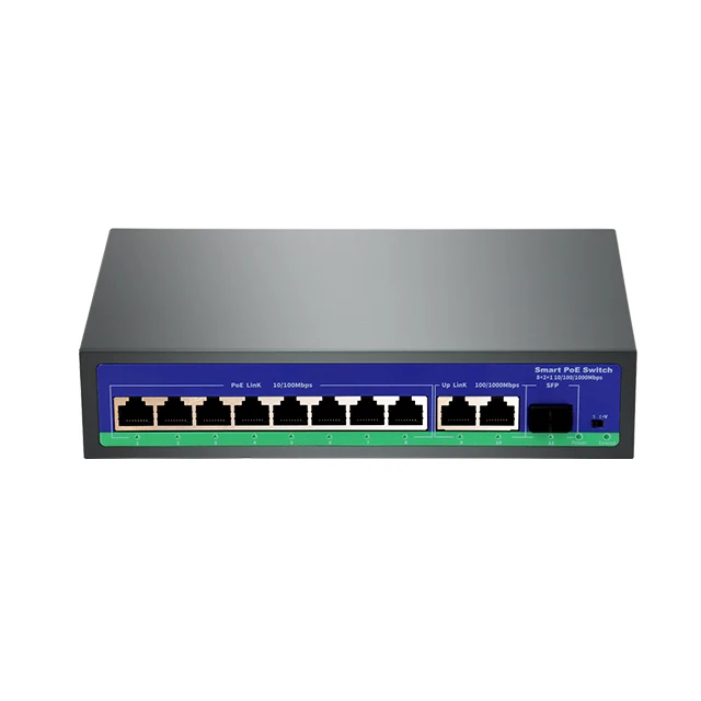 Hisource 8-port 100Mbps Ethernet POE switch with Power over Ethernet+ support and advanced security features