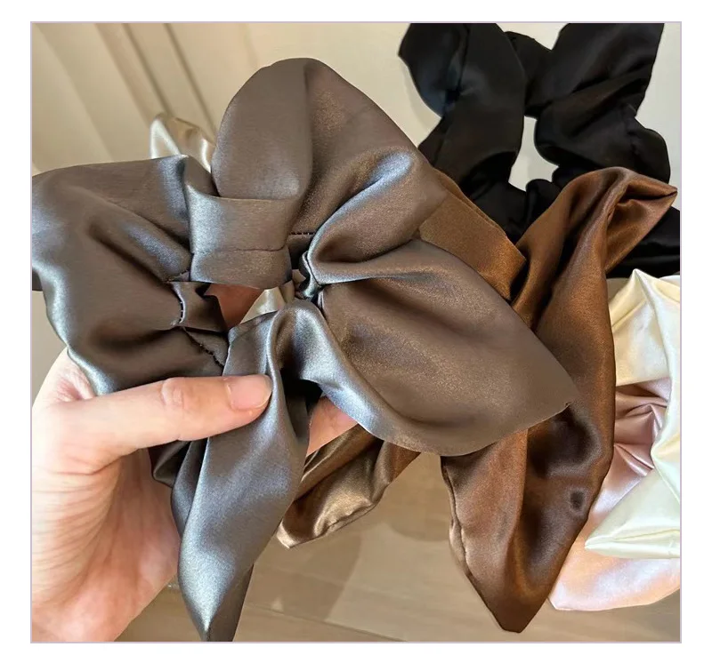 Korea Silky Satin Square Scarf Large Intestine Hair Bands Vintage Simple Temperament Hair Bands