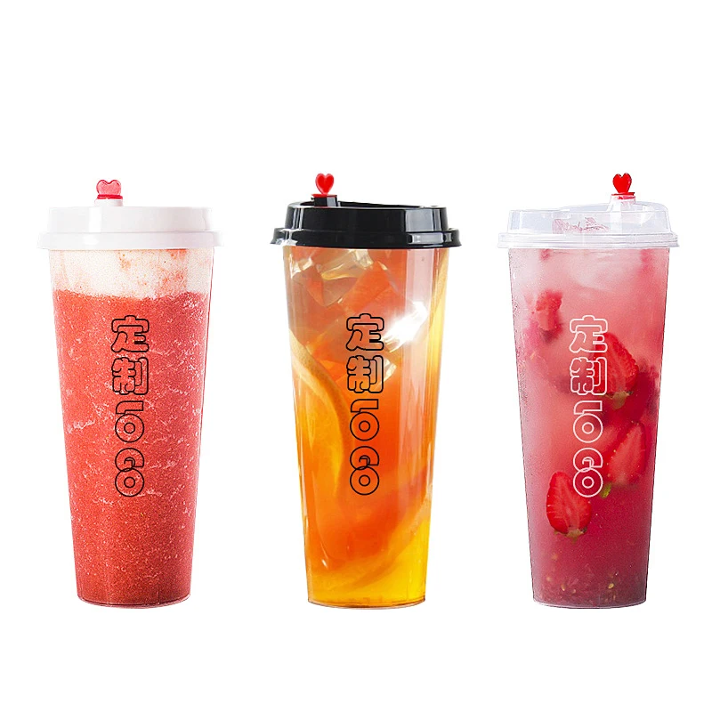 1/6 custom logo printed clear white disposable plastic cup, beverage drink coke juice bubble tea milk tea cup