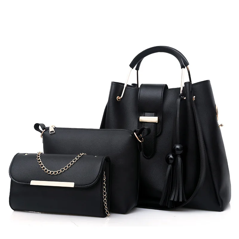 
2020 Factory Supply Pu Leather Tote Bag Woman Designer Handbag 3 in 1 Set Bag Handbag with stylish And Leisure 
