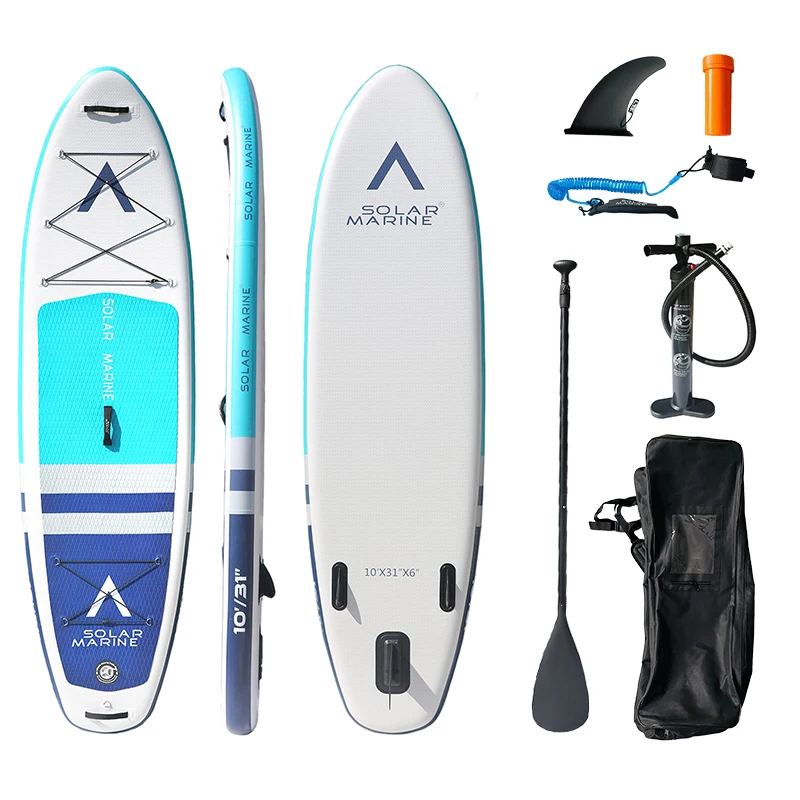 SOLAR MARINE Inflatable Stand Up Paddle Reinforced Double Layer All-Around Paddleboard for All Skill Level with Premium SUP Pack