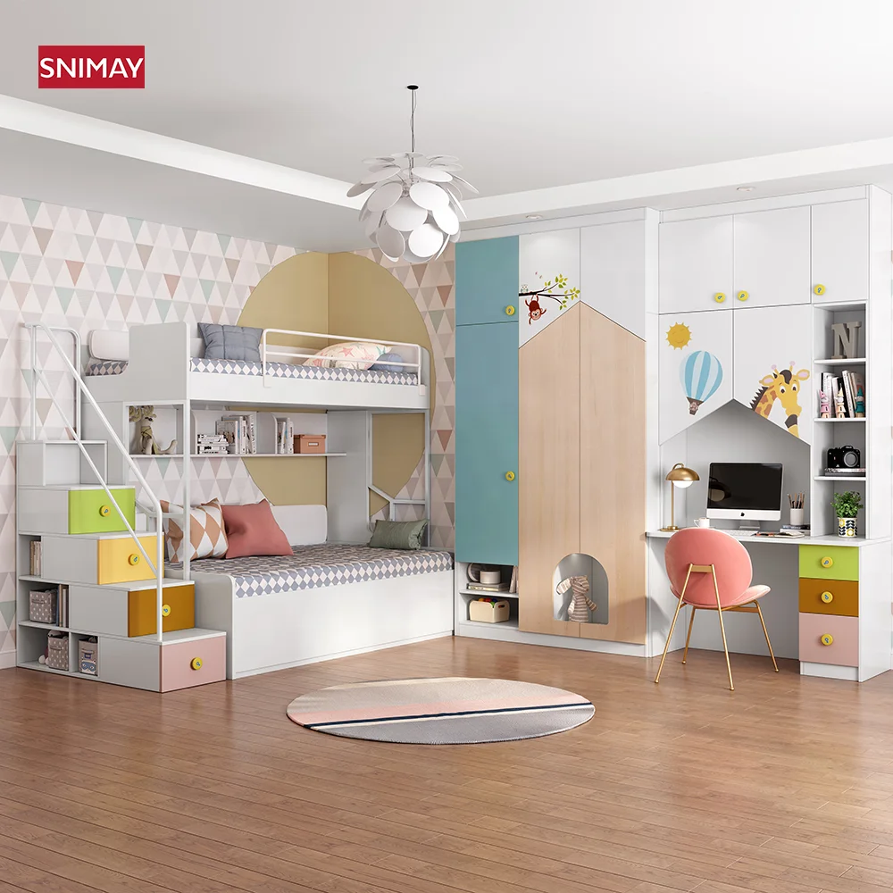 MDF Wooden Double Children Bunk Bed For Kids Bedroom