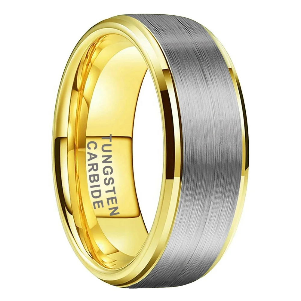 Coolstyle Jewelry 8mm Wholesale Two Tone Gold Plated Tungsten Ring Women Men Dropshipping Fashion Engagement Wedding Band