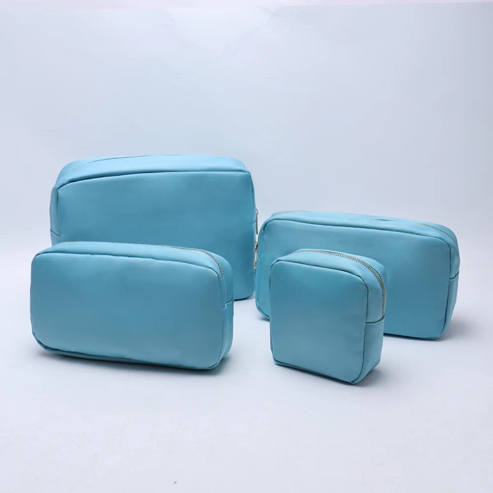 Large Capacity DIY Chenille Letter Patch Bright Candy Color Zipper Make up Pouch Waterproof Nylon Toiletry Travel Cosmetic Bag