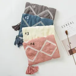 Popular floral printing cotton hijab with beads stitching edges Muslim women scarf soft viscose cotton wraps cotton hijab