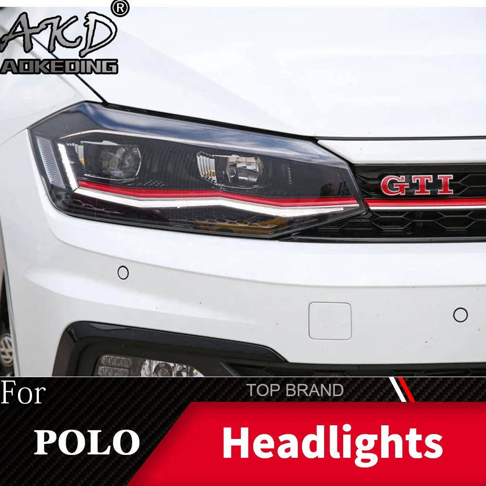  Передняя фара для VW POLO 2019-2020 фары Противотуманные Дневные ходовые огни DRL H7 светодиодная Биксеноновая лампа автомобильные