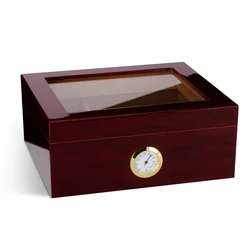 Partition Storage Wooden Cigar Humidors Box With Clear Window