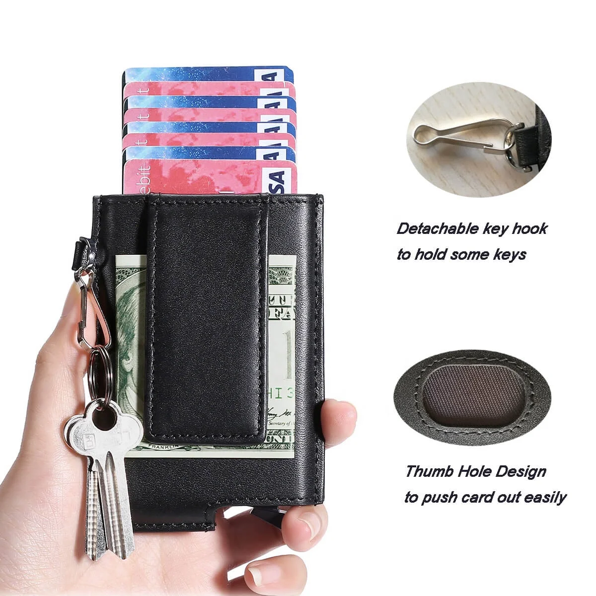 Anti RFID Credit Card Holder Pop Up Wallet with Magnetic Money Clip RFID Blocking Credit Card Case Holder Slim Minimalist Wallet