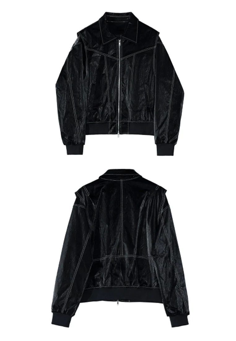 Sunnydaysweety Manufacturer Well Made American Cowhide Zipper Jacket Cropped Work Jacket for Mens