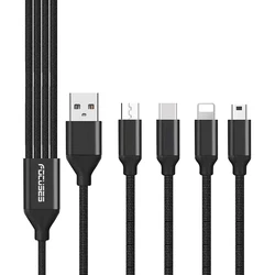 4 in 1 Multi Connector Nylon USB Data Cable Charge Cables