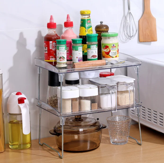 Wholesale Stackable Shower Shelf Plastic Clear Bathroom Organization Multifunctional Foldable Bathroom Rack