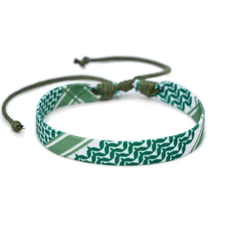 2024 Hot Sale hign quality Arabic Scarf Style Knitted Bracelet colorful  Dot Patterned Fabric Hand Knitted Bracelet