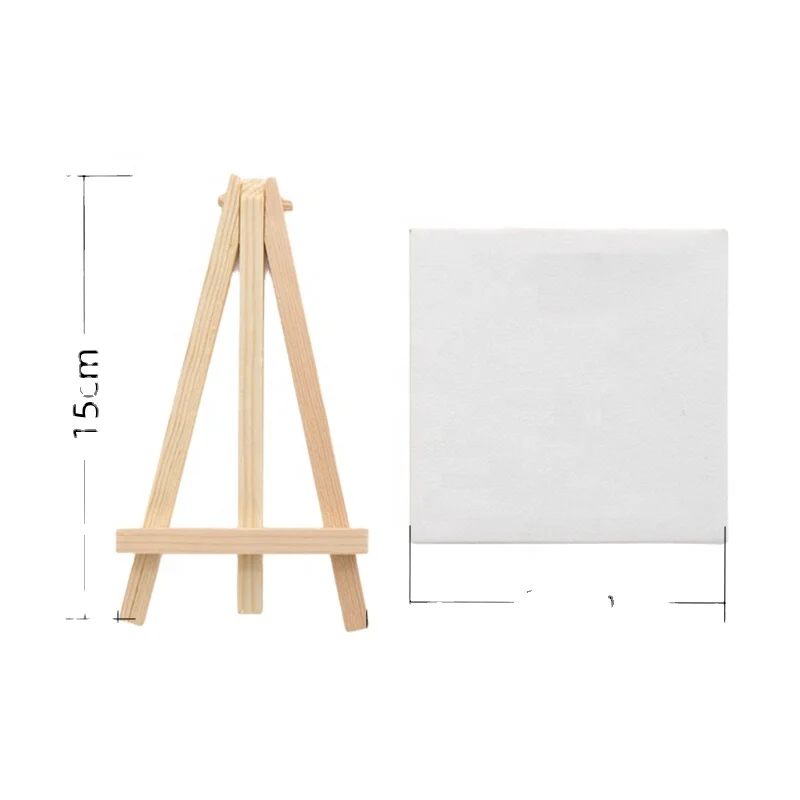 Keep Smiling Waterproof Painting Mini 10*10 Cm Canvas Art Boards Panel With Wooden Easel