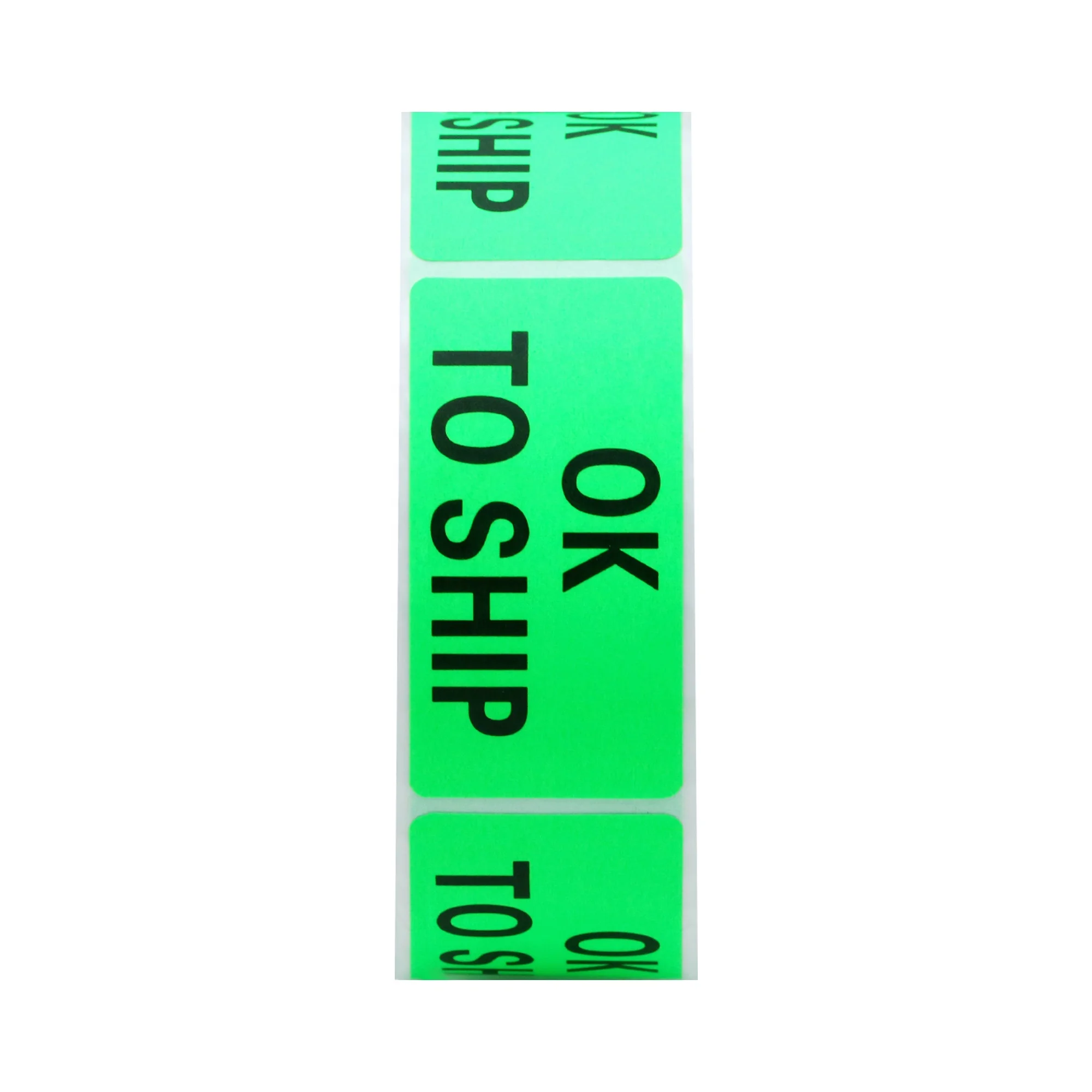 Hybsk OK to Ship Stickers 1 x 2 inch Fluorescent Green Labels 500 Per Roll