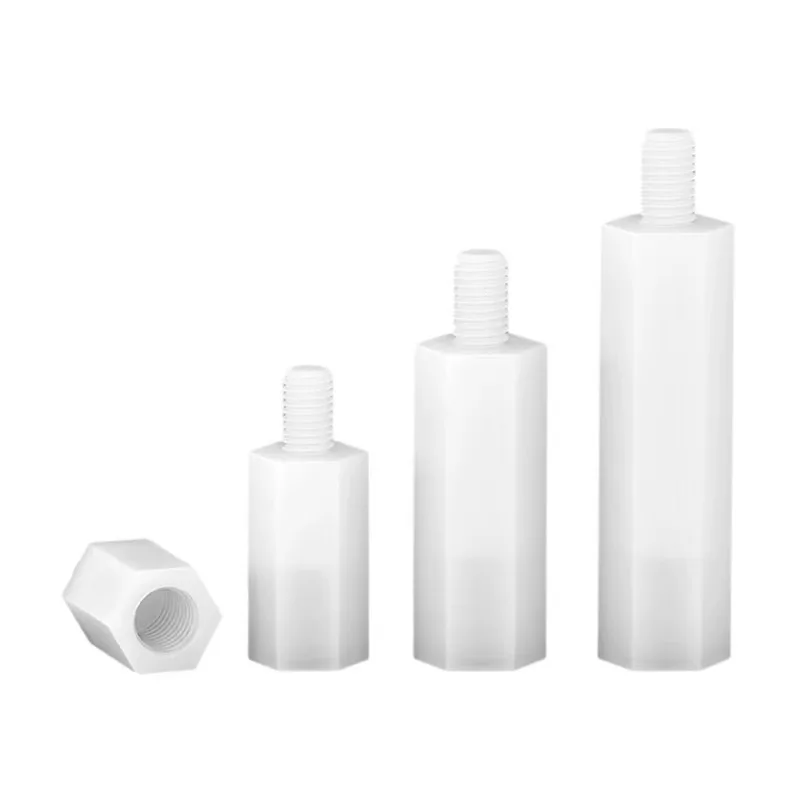 White M3 hexagonal external thread stud nylon single head spacer plastic hex standoff