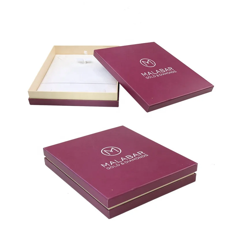 offset customized printed Red Cardboard Two Pieces Packer white velvet Inlay Jewelry Packaging gift paper Box