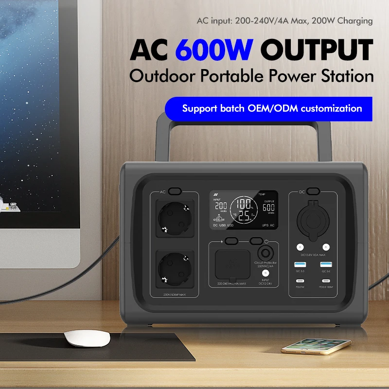 Outdoor Power Supply 600w High Power Mobile Large-Capacity Computer Charging Treasure Camping Emergency Portable Generator