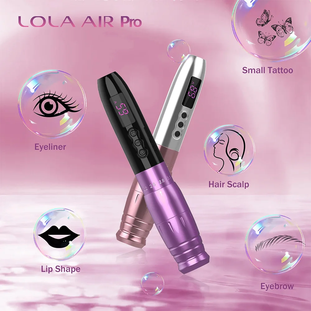 EZ POPU Lola Air Pro 2 Batteries Electric Tattoo Pen Stepless Adjustable Stroke Custom Wireless Permanent Makeup PMU Machine